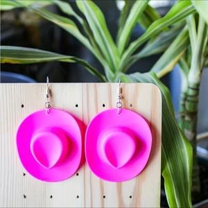 1Pair Pink Cowboy Hat Earrings